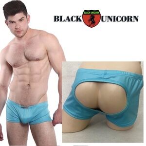 Black Unicorn Open Seat Square Cut Pouch Briefs 34-42" waist Nylon / spandex